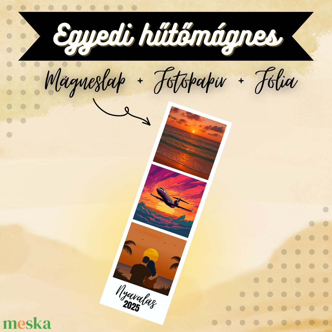 Egyedi Nyaralás Fotócsík Hűtőmágnes  15  4,5 cm - otthon & életmód - konyhafelszerelés, tálalás - konyhai dekoráció - hűtőmágnes - Meska.hu