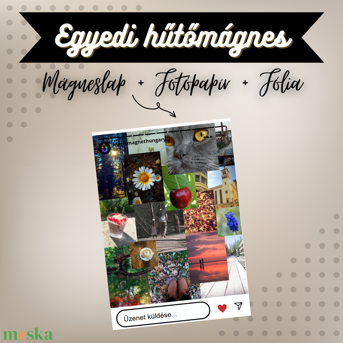 Instagram-story Stílusú Egyedi Hűtőmágnes  10  7 cm - otthon & életmód - konyhafelszerelés, tálalás - konyhai dekoráció - hűtőmágnes - Meska.hu