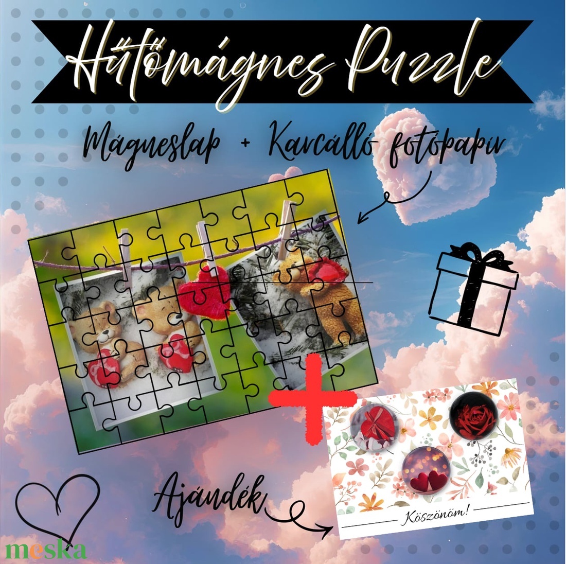 Rakd össze a szerelmet! � Egyedi Fényképes Hűtőmágnes Puzzle és Ajándék Üvegmágnesek - otthon & életmód - konyhafelszerelés, tálalás - konyhai dekoráció - hűtőmágnes - Meska.hu