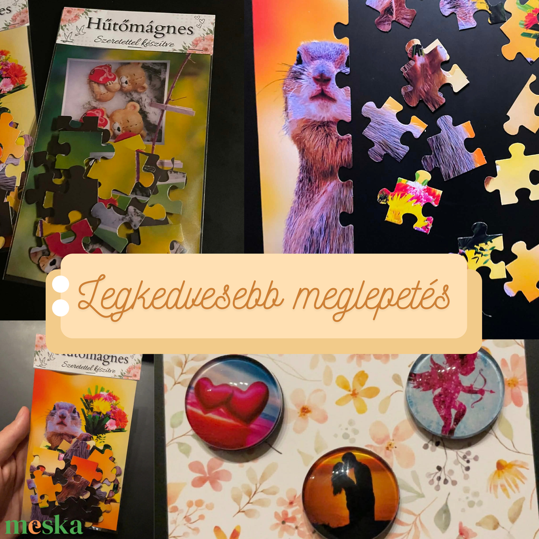 Rakd össze a szerelmet! � Egyedi Fényképes Hűtőmágnes Puzzle és Ajándék Üvegmágnesek - otthon & életmód - konyhafelszerelés, tálalás - konyhai dekoráció - hűtőmágnes - Meska.hu