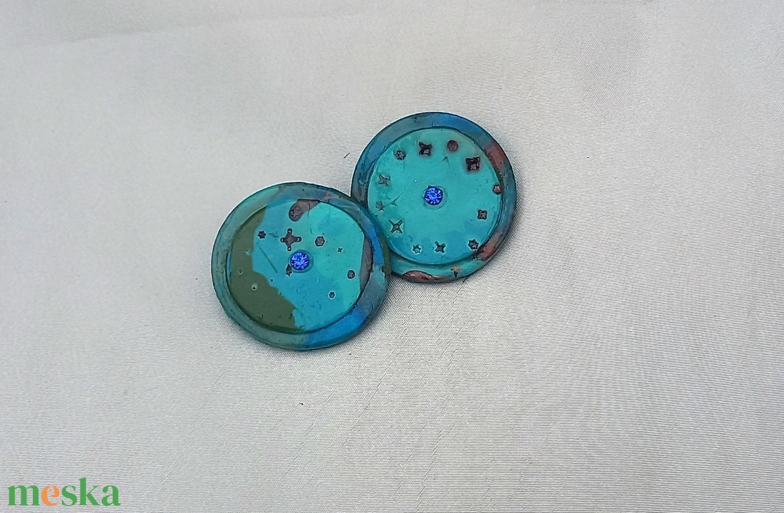 Tengerszem mokume gane óriásklipsz 40 mm-es - ékszer - fülbevaló - klipsz - Meska.hu