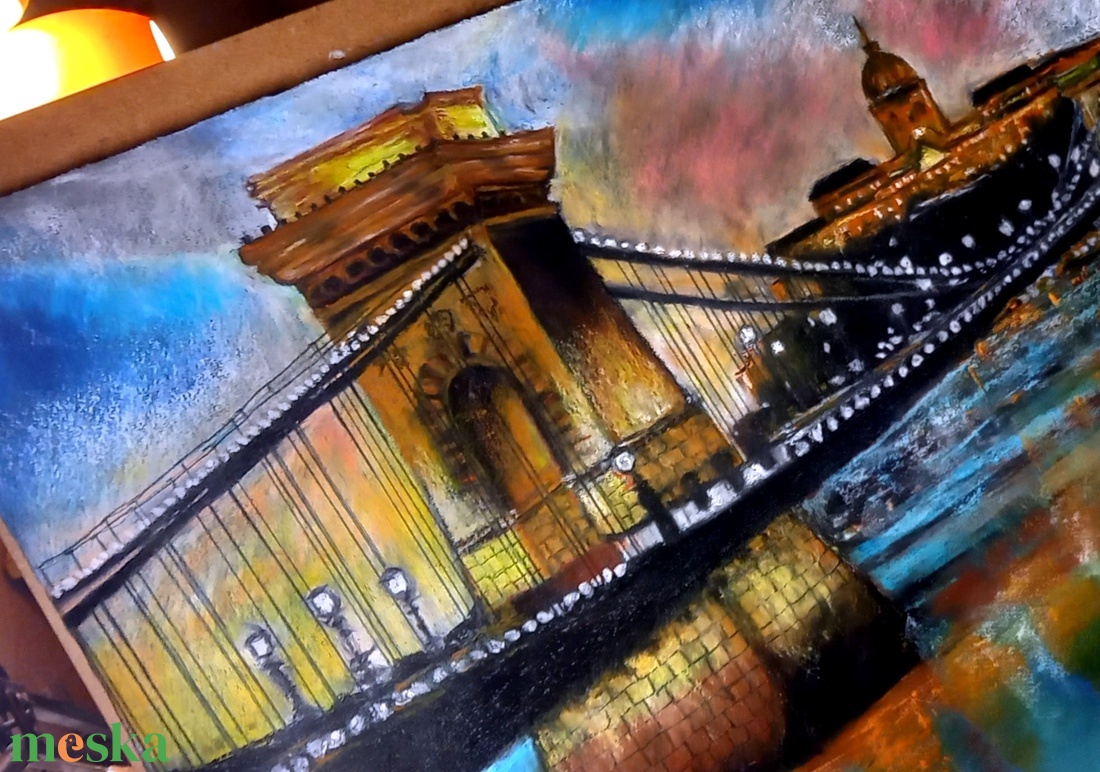 Kigyúltak már az esti fények... nagyméretű porpasztell-olajpasztell mixed media festmény keret nélkül - művészet - festmény - pasztell - Meska.hu Kigyúltak már az esti fények... nagyméretű porpasztell-olajpasztell mixed media festmény keret nélkül - művészet - festmény - pasztell - Meska.hu