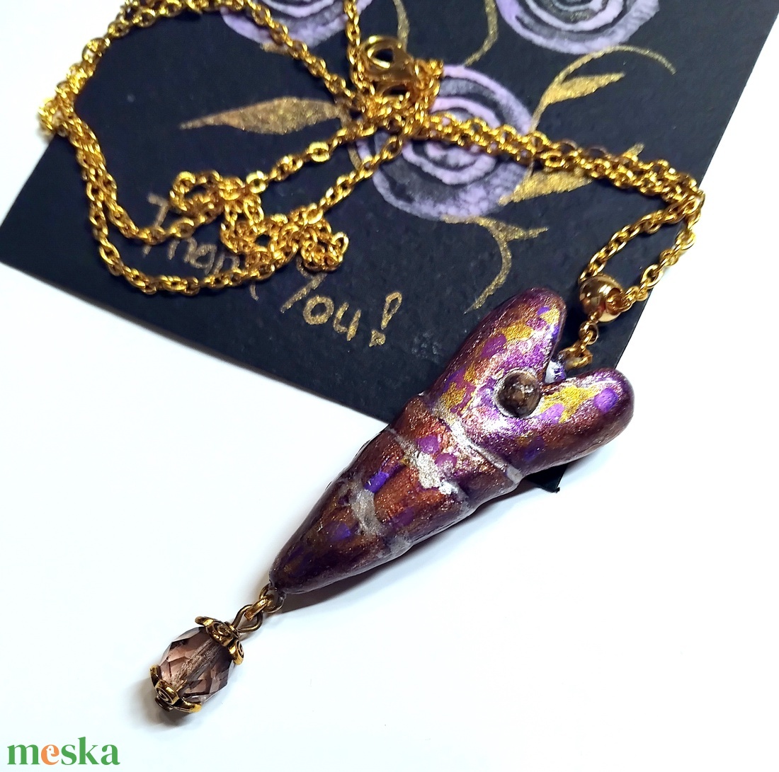 Nemes szív Valentin napi szív medál félhosszú láncon, köszönőkártyával - ékszer - nyaklánc - medálos nyaklánc - Meska.hu