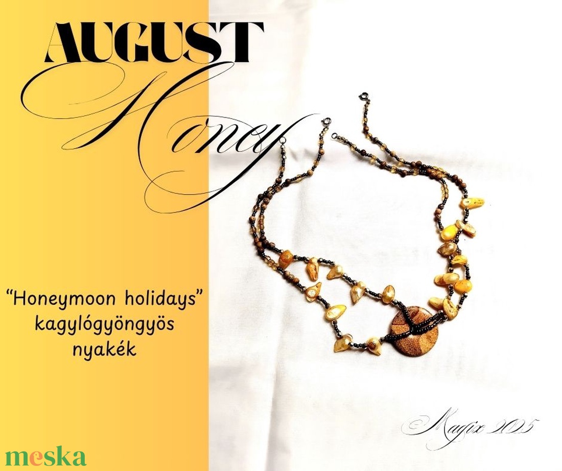 Honeymoon holidays dekoratív kagylógyöngyös nyakék, duplaszálas, ásvány donuttal - ékszer - nyaklánc - gyöngyös nyaklánc - Meska.hu