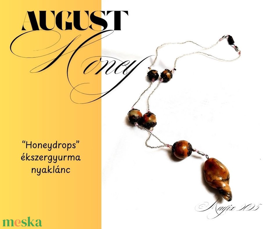 Honeydrops ékszergyurma nyaklánc, félhosszú-rövid, gyöngyfűzött szálon - ékszer - nyaklánc - bogyós nyaklánc - Meska.hu