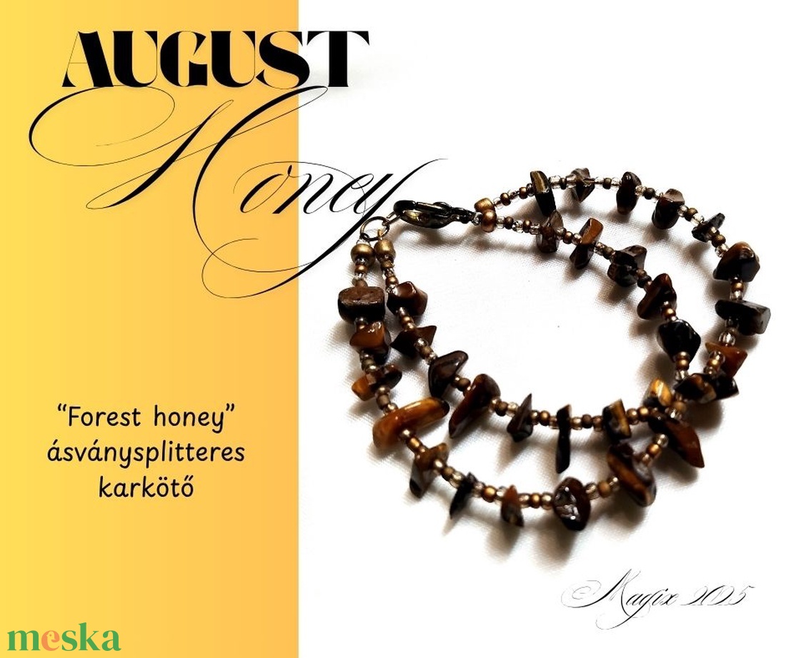 Forest honey ásványsplitteres karkötő, kétszálas - ékszer - karkötő - ásványkarkötő - Meska.hu