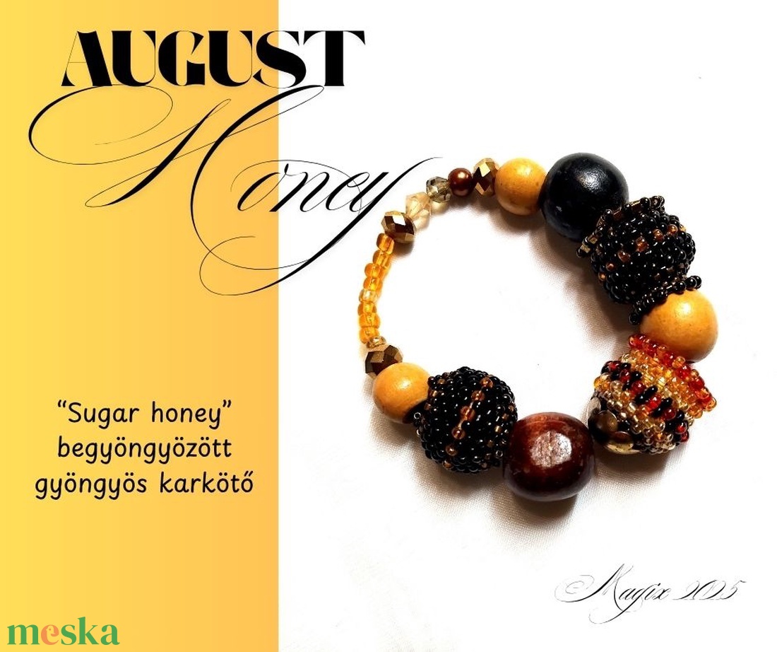 Sugar honey begyöngyözött gyöngyös karkötő, gumírozott - ékszer - karkötő - gyöngyös karkötő - Meska.hu