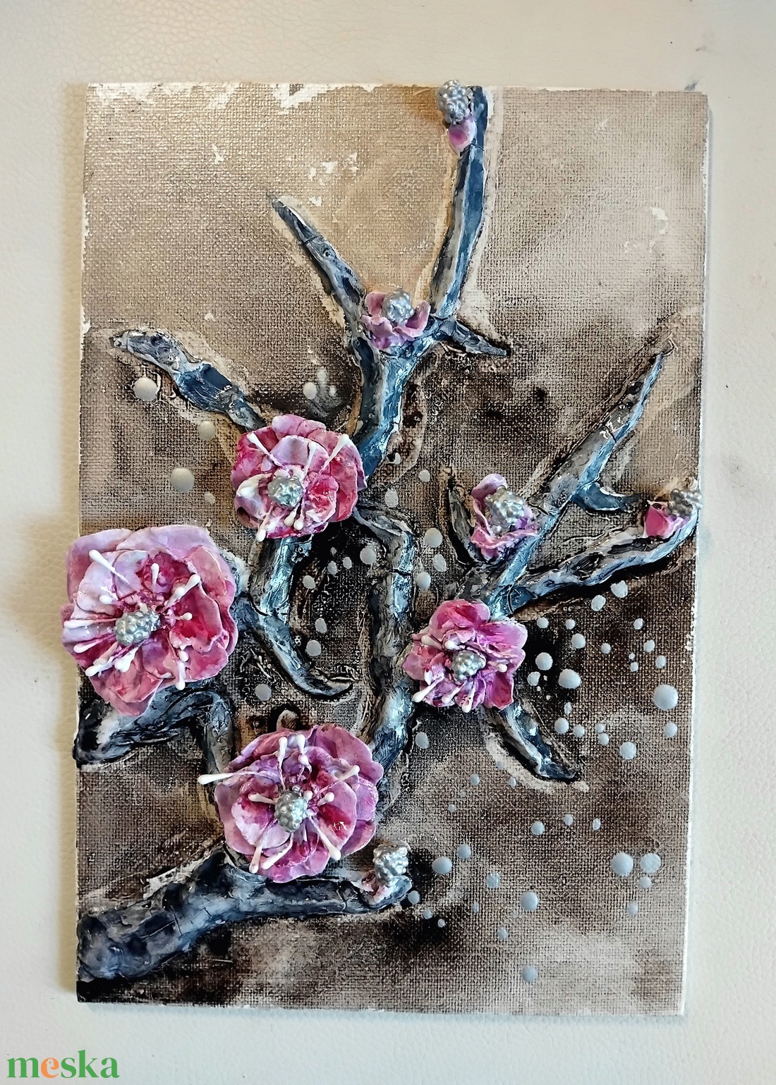 Sakura 1. agyagkép levegőn száradó agyagból kasírozott vásznon, keret nélkül, 24x16 - művészet - festmény - festmény vegyes technika - Meska.hu Sakura 1. agyagkép levegőn száradó agyagból kasírozott vásznon, keret nélkül, 24x16 - művészet - festmény - festmény vegyes technika - Meska.hu