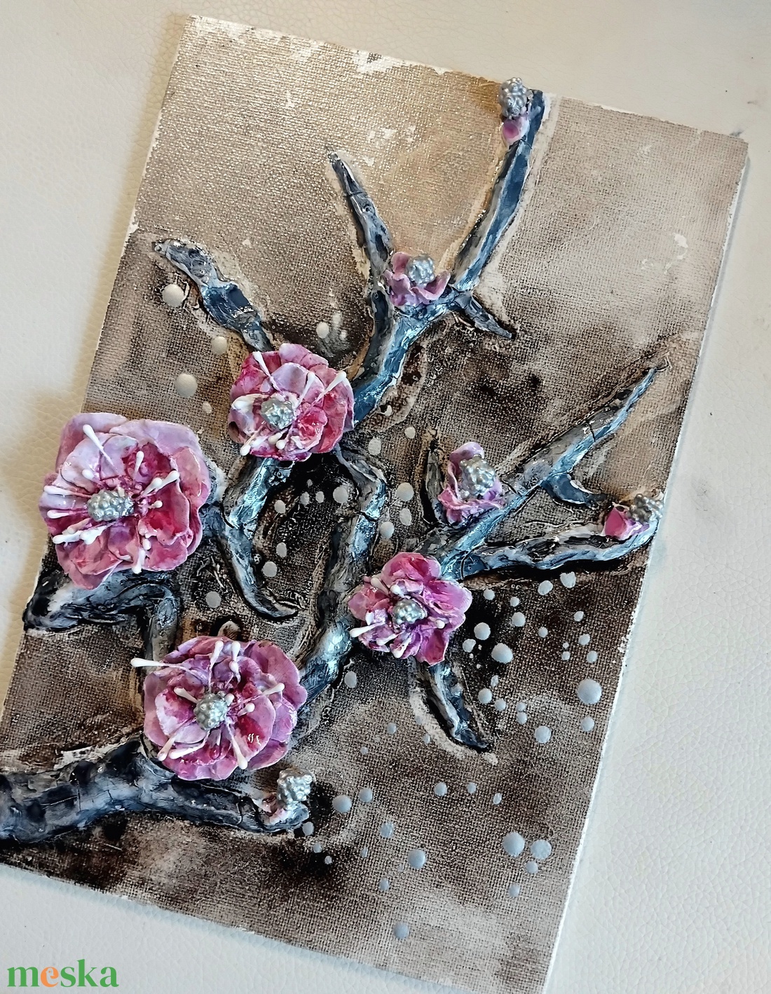 Sakura 1. agyagkép levegőn száradó agyagból kasírozott vásznon, keret nélkül, 24x16 - művészet - festmény - festmény vegyes technika - Meska.hu Sakura 1. agyagkép levegőn száradó agyagból kasírozott vásznon, keret nélkül, 24x16 - művészet - festmény - festmény vegyes technika - Meska.hu