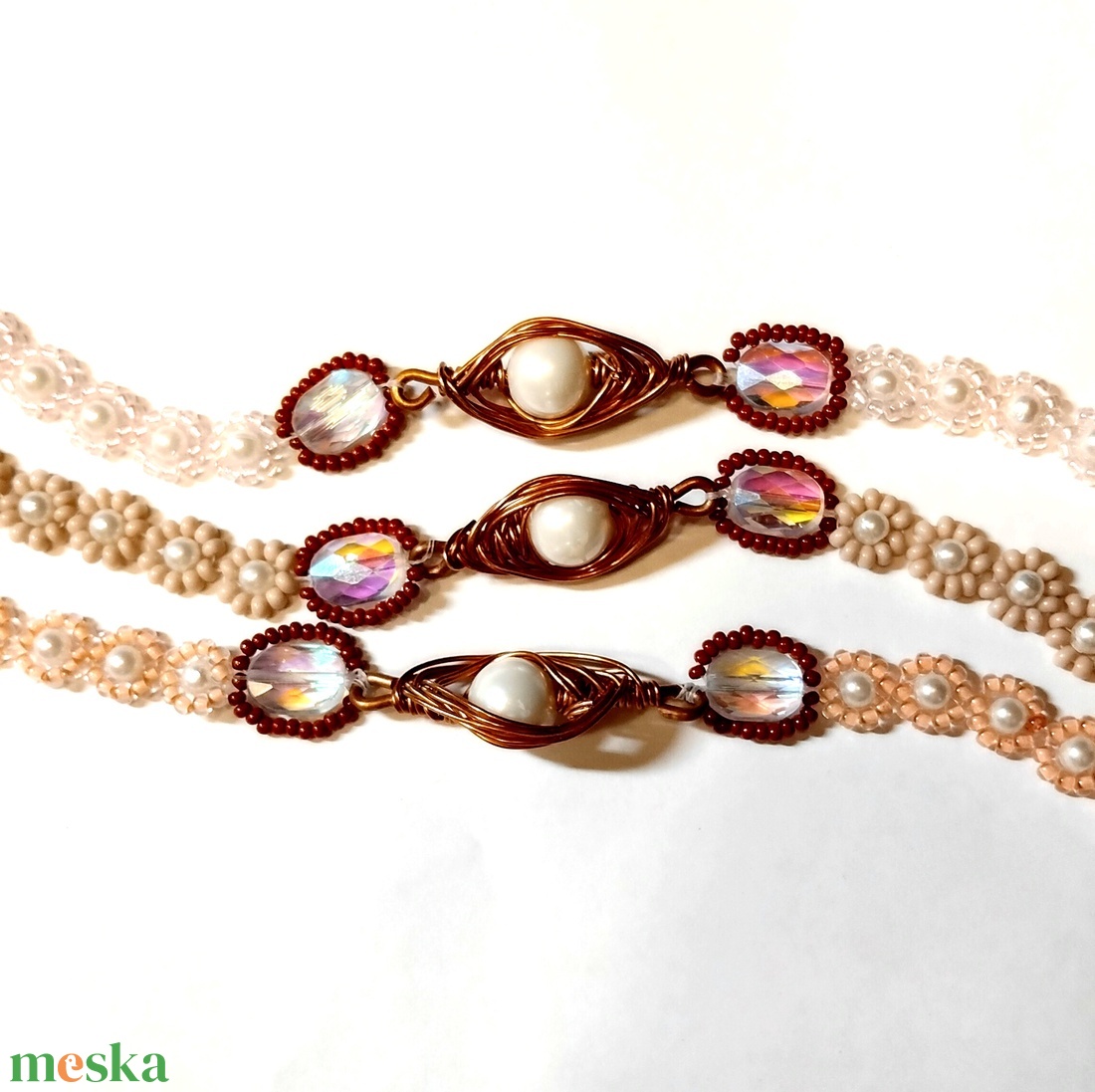 Új év evil eye karkötők rózsaszín árnyalatok, megrendelésre - ékszer - karkötő - gyöngyös karkötő - Meska.hu