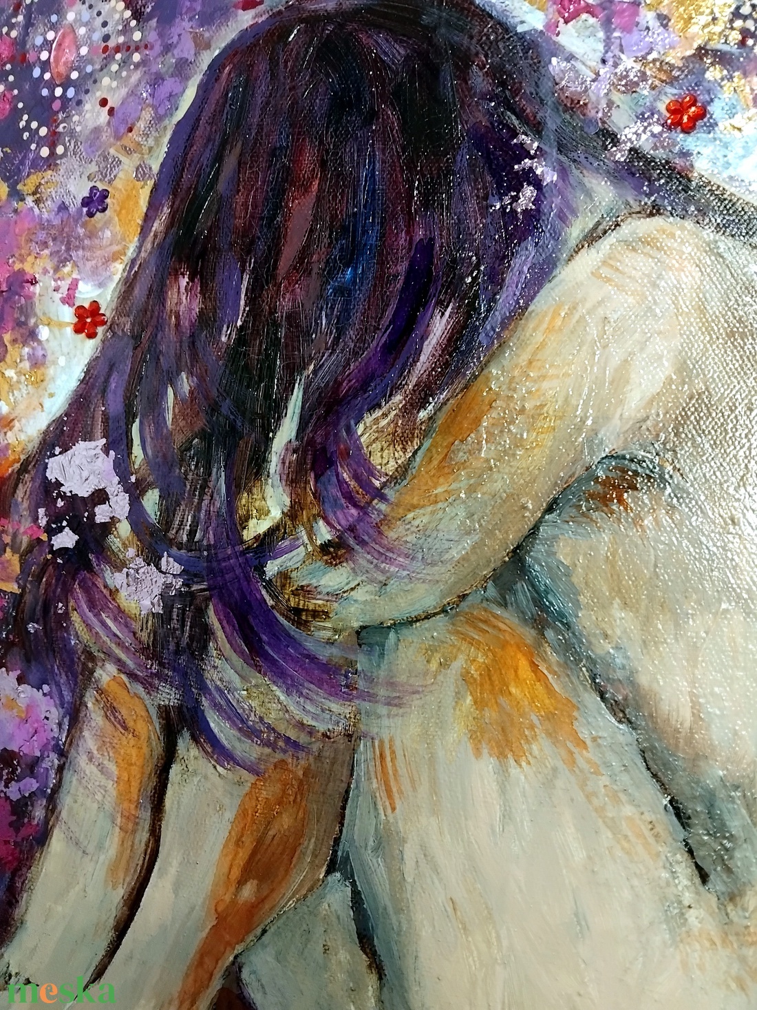 Depresszió mixed media metálfóliás akril festmény feszített vásznon, 30x40, keret nélkül - művészet - festmény - festmény vegyes technika - Meska.hu