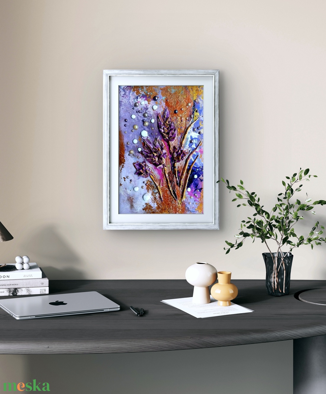 Sásliliom szoborkép paszpartukartonon, keret nélkül, kb. 20x30 - művészet - festmény - festmény vegyes technika - Meska.hu