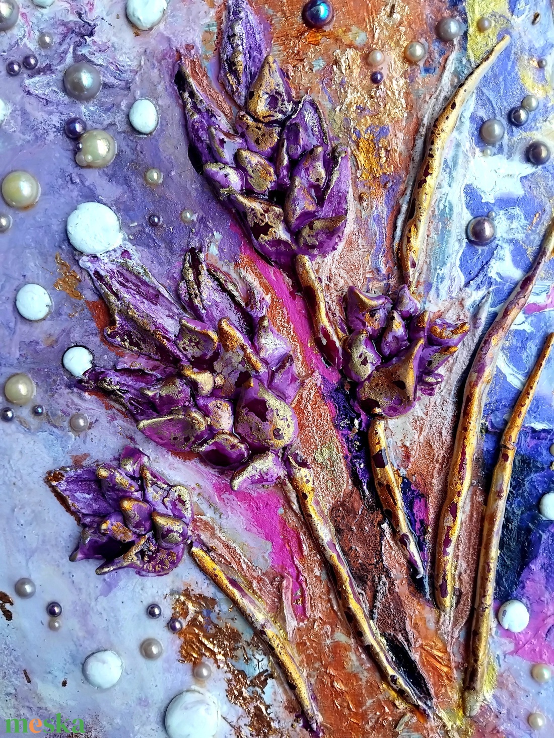 Sásliliom szoborkép paszpartukartonon, keret nélkül, kb. 20x30 - művészet - festmény - festmény vegyes technika - Meska.hu