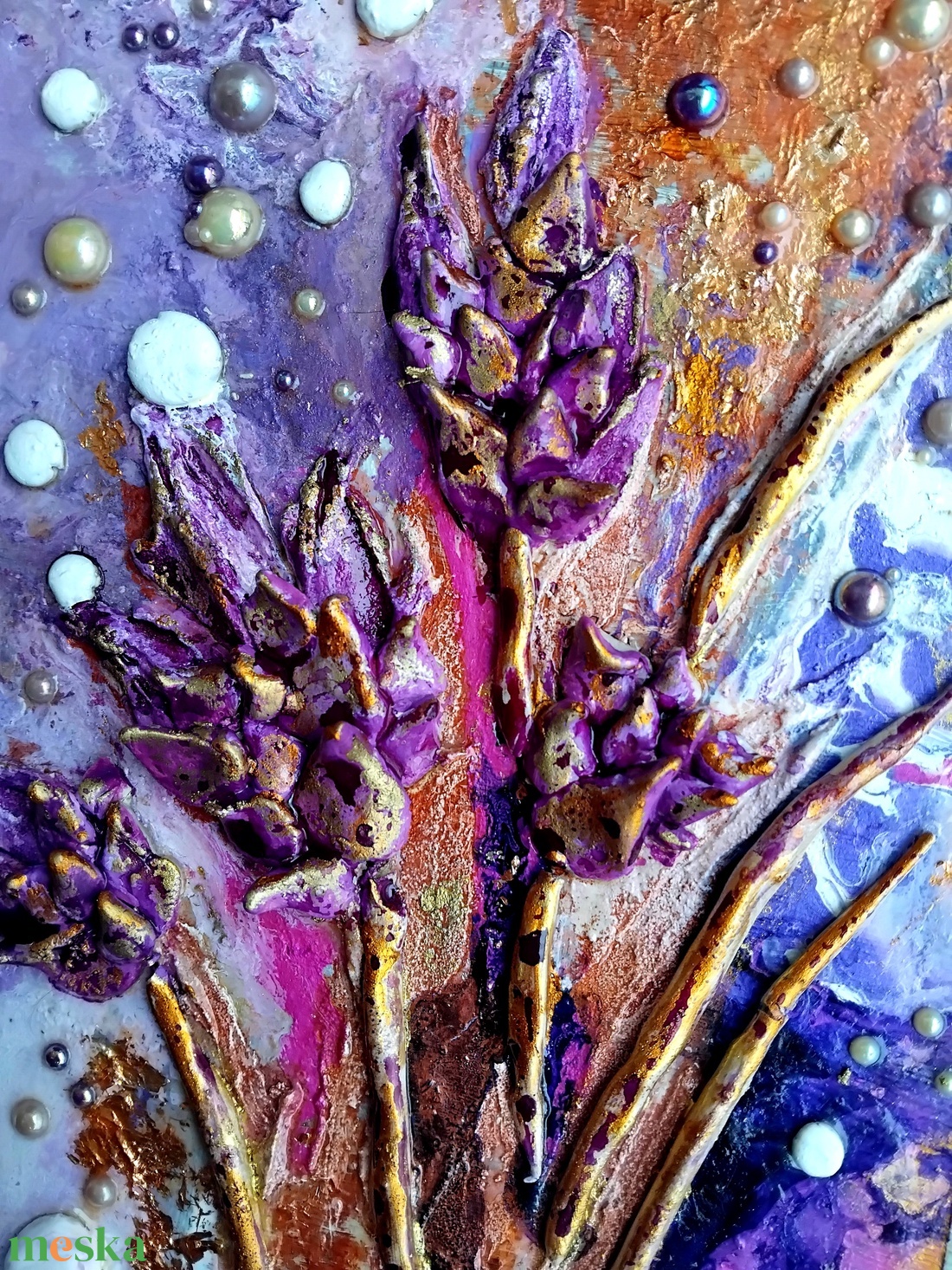 Sásliliom szoborkép paszpartukartonon, keret nélkül, kb. 20x30 - művészet - festmény - festmény vegyes technika - Meska.hu