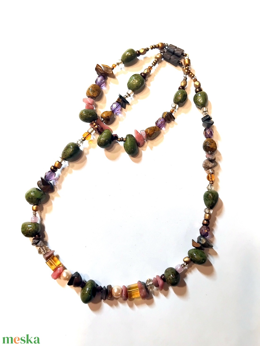 Olíva ékszergyurma-ásványos nyaklánc-karkötő szett - ékszer - ékszerszett - Meska.hu