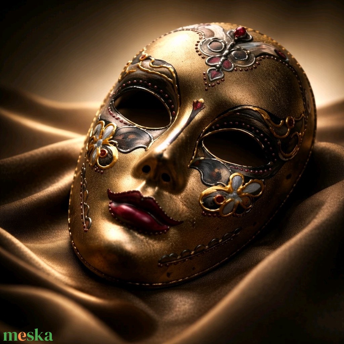 Velencei álarc Napasszony, kézzel festett papírmaszk, dísz, hordható, felnőtt - ruha & divat - jelmez & álarc - álarc - Meska.hu