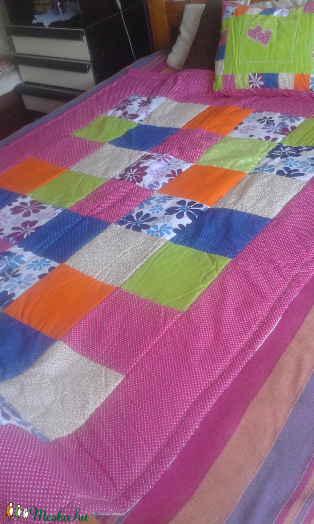 Patchwork takaró és párna - otthon & életmód - lakástextil - felnőtt takaró, pléd - Meska.hu