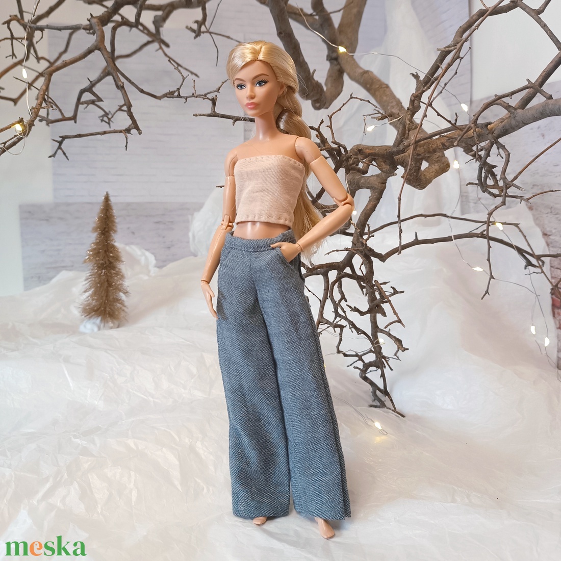 Bő szárú nadrág Barbie babára  - játék & sport - baba & babaház - barbie ruhák - Meska.hu