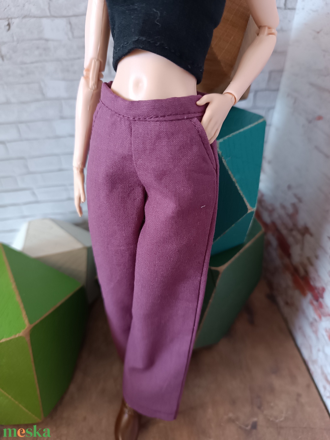 Bő szárú nadrág Barbie babára  - játék & sport - baba & babaház - barbie ruhák - Meska.hu