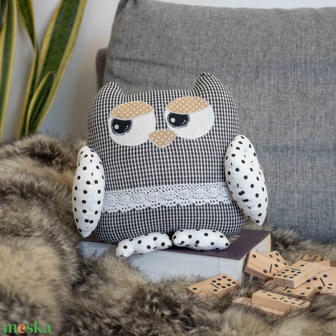 Textil bagoly  mozgatható szárnyakkal, 25cm - játék & sport - plüssállat & játékfigura - bagoly - Meska.hu
