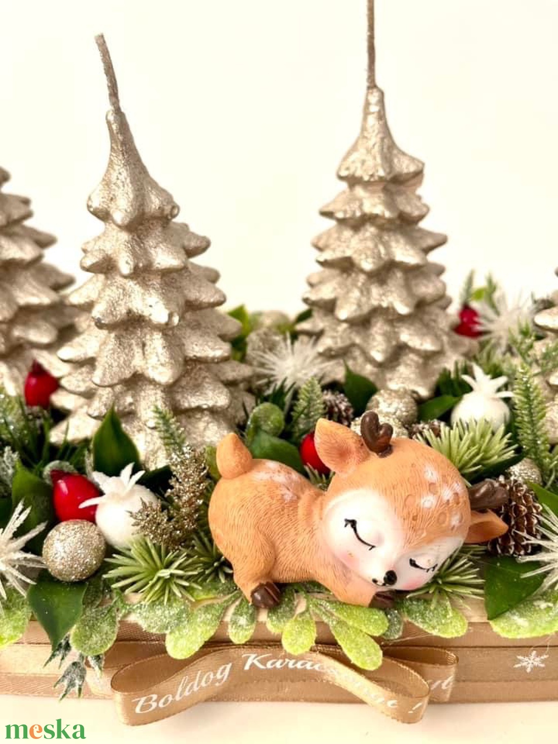 Adventi, őzikés asztaldísz - karácsony - karácsonyi lakásdekoráció - ünnepi asztaldekoráció - Meska.hu