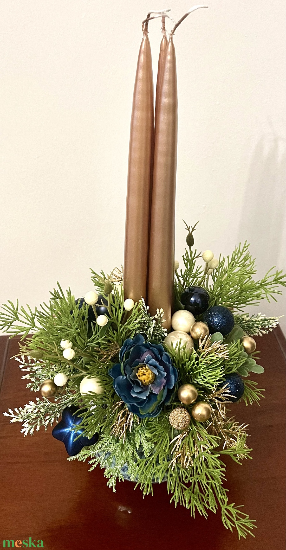 Adventi, karácsonyi asztaldísz kék-óarany színben - karácsony - adventi díszek - adventi asztaldísz - Meska.hu Adventi, karácsonyi asztaldísz kék-óarany színben - karácsony - adventi díszek - adventi asztaldísz - Meska.hu
