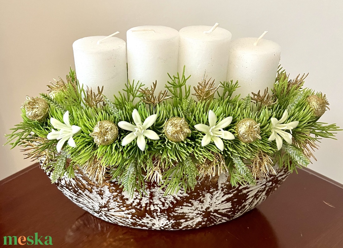 Adventi, karácsonyi asztaldísz fehér-arany - karácsony - adventi díszek - adventi asztaldísz - Meska.hu Adventi, karácsonyi asztaldísz fehér-arany - karácsony - adventi díszek - adventi asztaldísz - Meska.hu