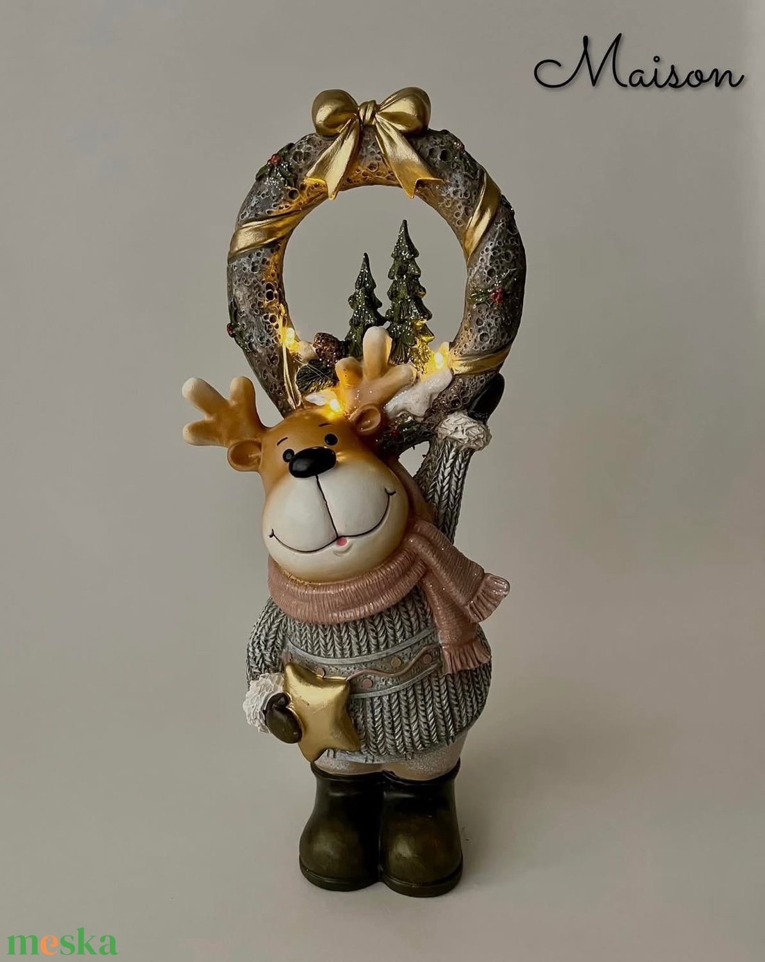 Szarvas dísz led világítással - karácsony - karácsonyi lakásdekoráció - karácsonyi manók, figurák - Meska.hu