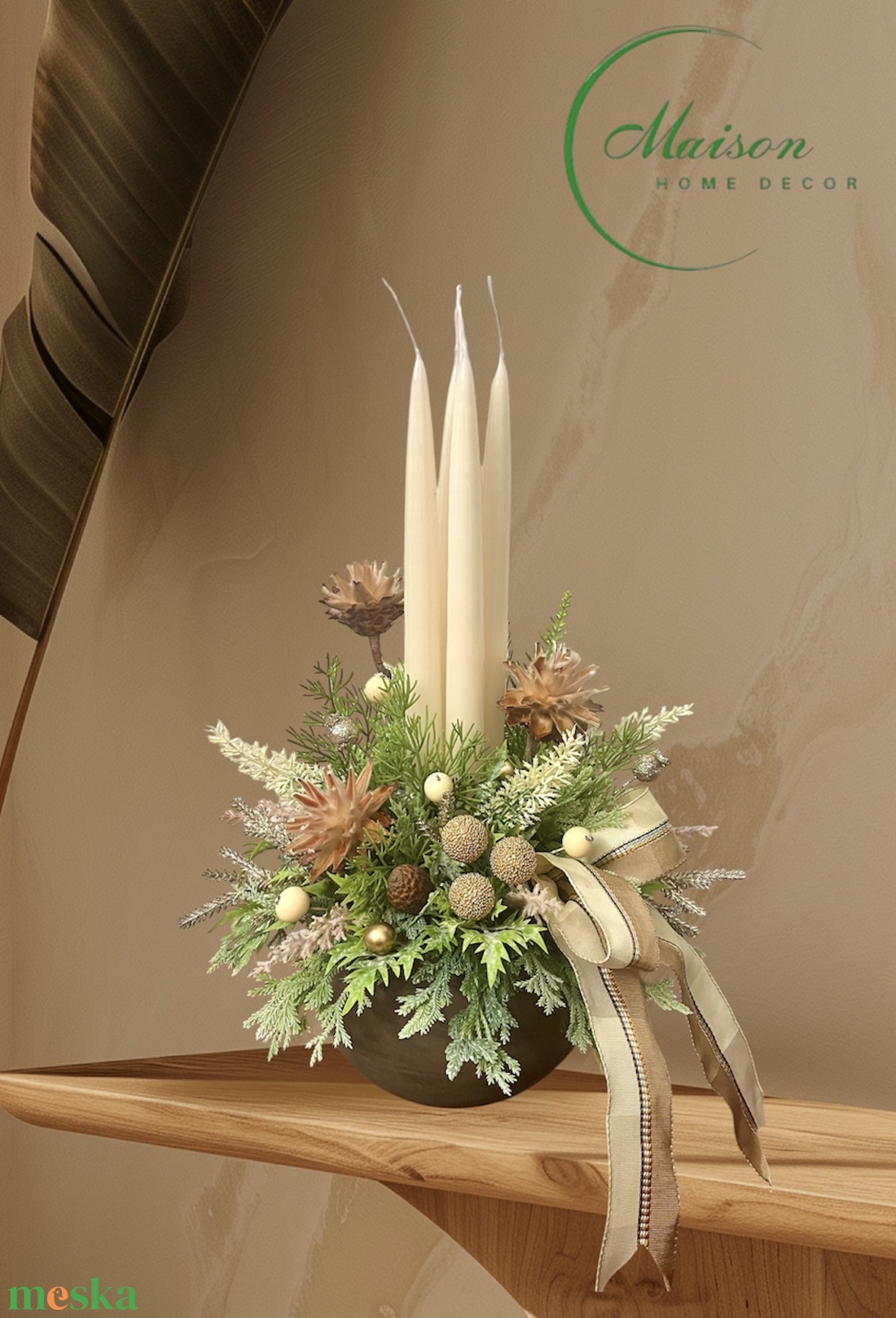 Adventi, karácsonyi asztaldísz proteával - karácsony - adventi díszek - adventi asztaldísz - Meska.hu