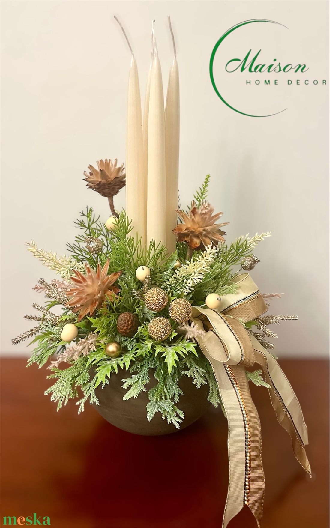 Adventi, karácsonyi asztaldísz proteával - karácsony - adventi díszek - adventi asztaldísz - Meska.hu