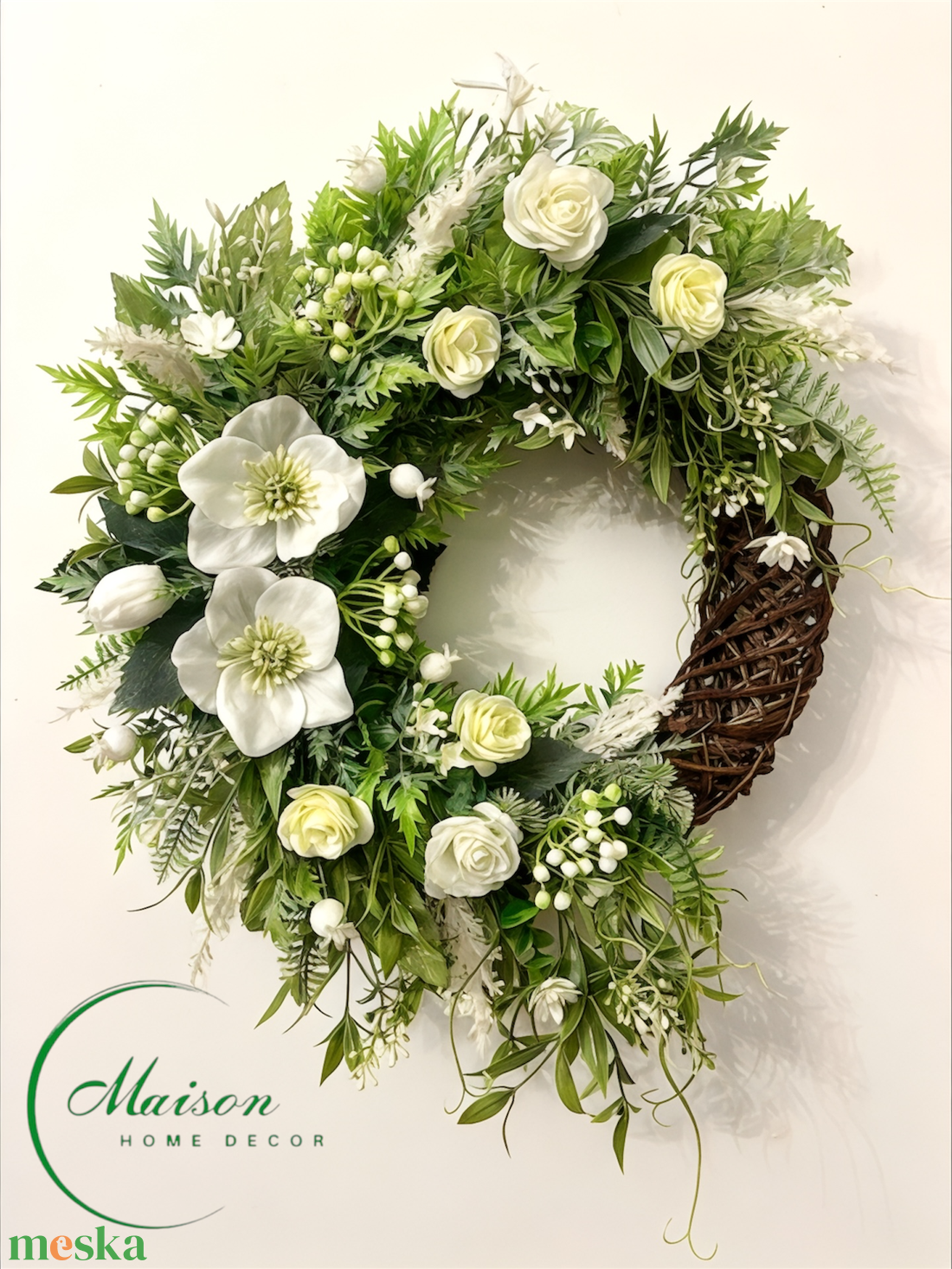 Fehér virág ajtódísz, kopogtató - otthon & életmód - dekoráció - ajtó- és ablak dekoráció - ajtódísz & kopogtató - Meska.hu