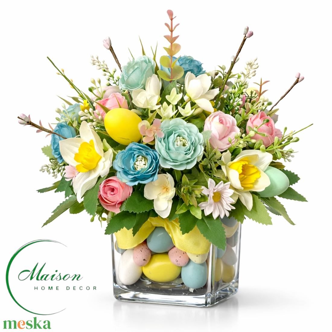 Húsvéti tojással díszített asztaldísz - otthon & életmód - dekoráció - asztal és polc dekoráció - asztaldísz - Meska.hu