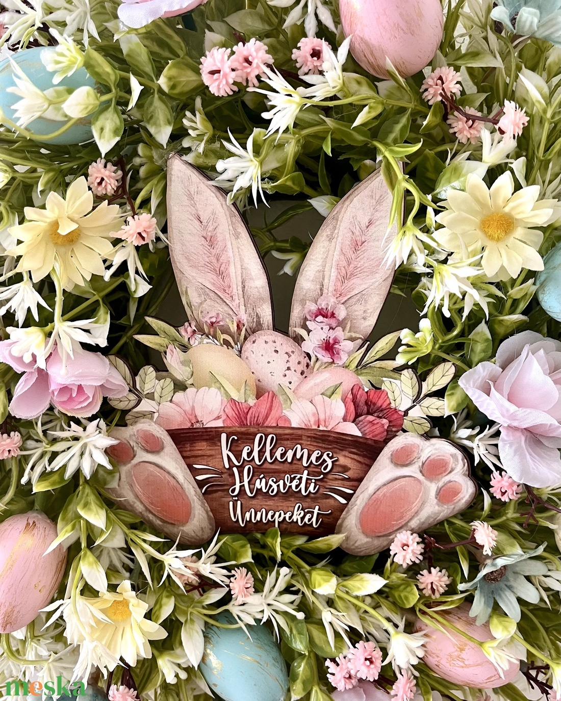 Húsvéti nyuszis kopogtató, ajtódísz - otthon & életmód - dekoráció - ajtó- és ablak dekoráció - ajtódísz & kopogtató - Meska.hu