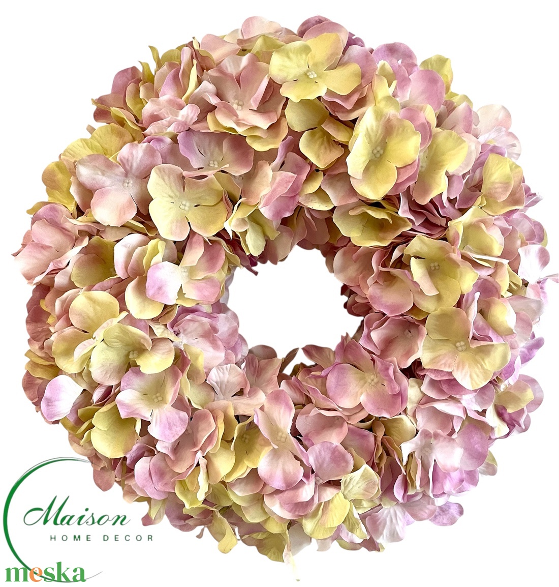 Pasztell hortenzia koszorú, ajtódísz - otthon & életmód - dekoráció - ajtó- és ablak dekoráció - ajtódísz & kopogtató - Meska.hu