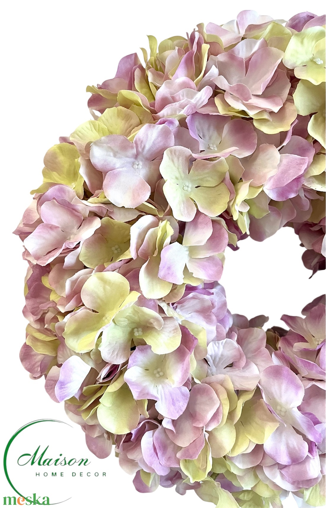 Pasztell hortenzia koszorú, ajtódísz - otthon & életmód - dekoráció - ajtó- és ablak dekoráció - ajtódísz & kopogtató - Meska.hu