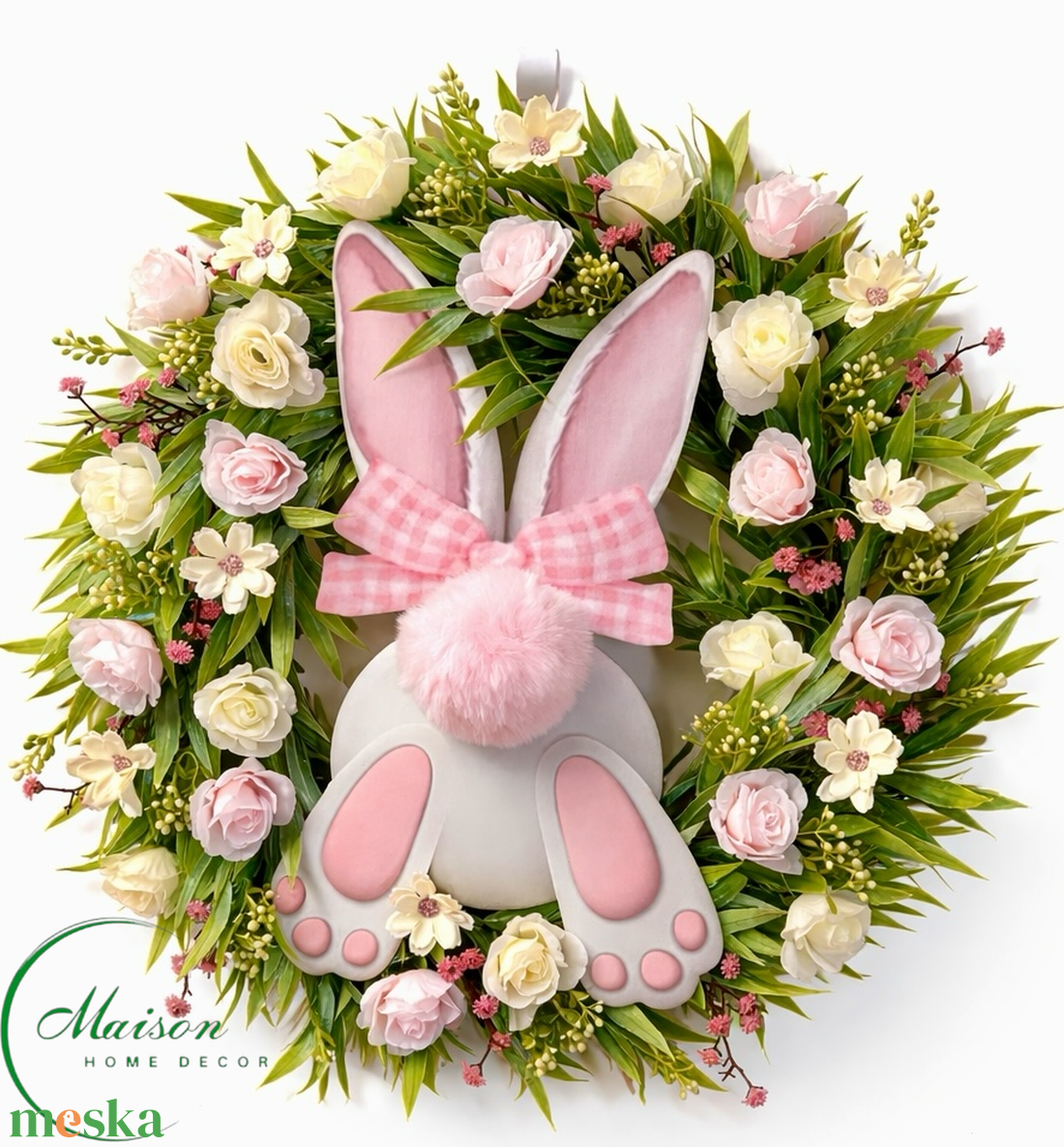 Nyuszi popós ajtódísz, kopogtató - ünnepi díszek, dekorációk - húsvéti díszek és dekorációk - húsvéti ajtódísz, kopogtató - Meska.hu