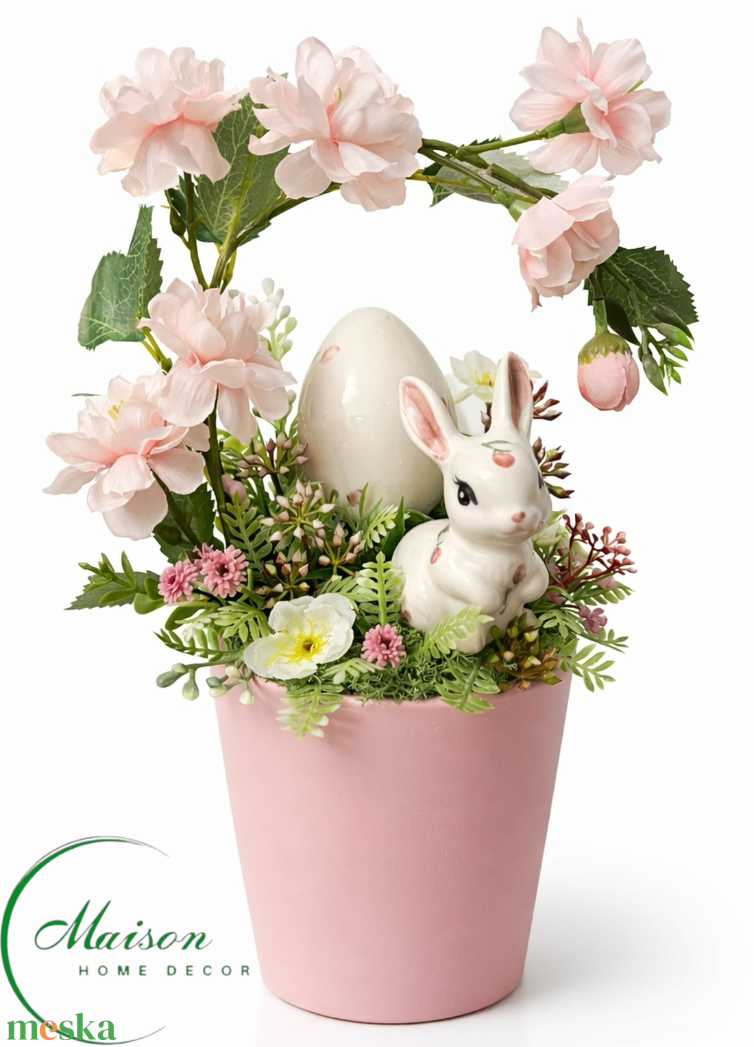 Rózsa nyuszis asztaldísz - ünnepi díszek, dekorációk - húsvéti díszek és dekorációk - húsvéti asztaldíszek - Meska.hu