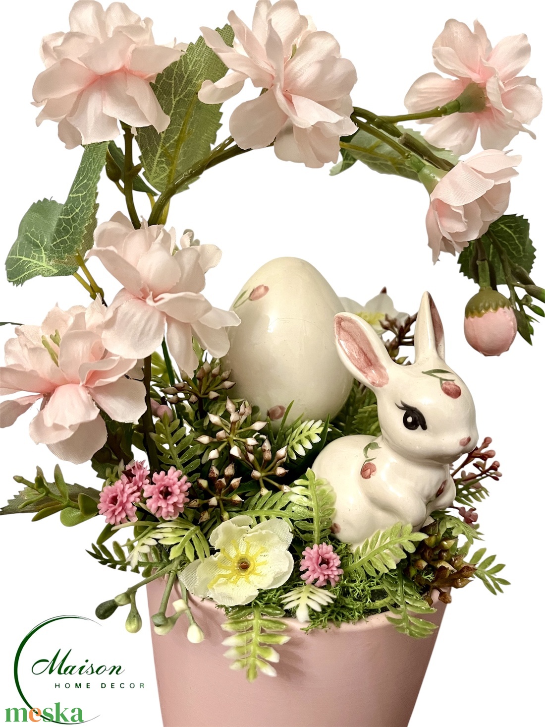 Rózsa nyuszis asztaldísz - ünnepi díszek, dekorációk - húsvéti díszek és dekorációk - húsvéti asztaldíszek - Meska.hu