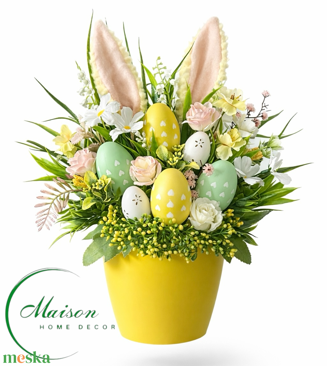 Nyuszifüles asztaldísz - ünnepi díszek, dekorációk - húsvéti díszek és dekorációk - húsvéti virágos díszek - Meska.hu