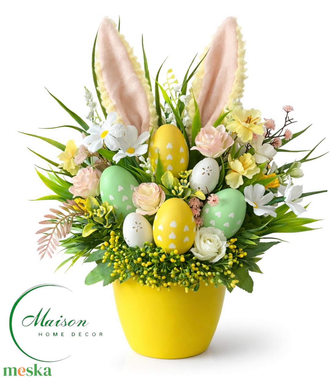Nyuszifüles asztaldísz - ünnepi díszek, dekorációk - húsvéti díszek és dekorációk - húsvéti virágos díszek - Meska.hu