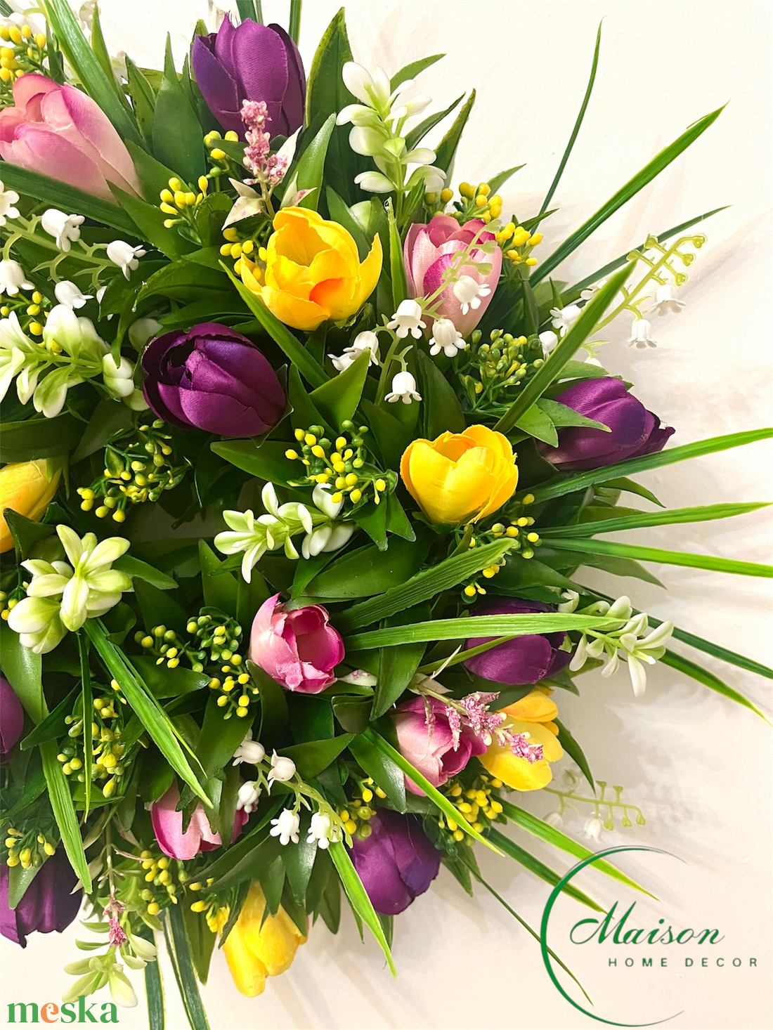 Lila-sárga krókusz ajtódísz, kopogtató - otthon & életmód - dekoráció - ajtó- és ablak dekoráció - ajtódísz & kopogtató - Meska.hu