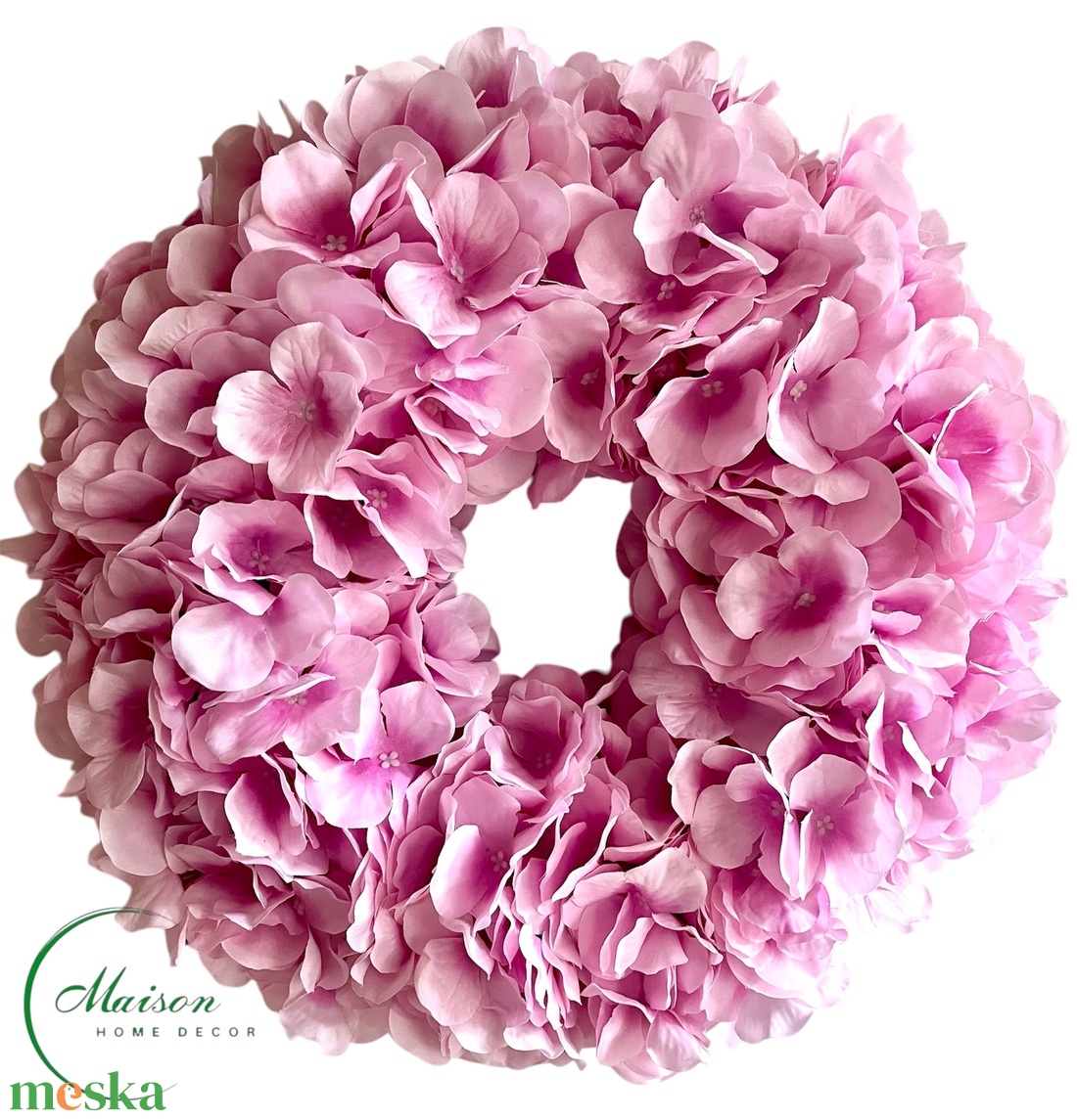 Pasztell rózsaszín hortenzia koszorú, ajtódísz - otthon & életmód - dekoráció - ajtó- és ablak dekoráció - ajtódísz & kopogtató - Meska.hu