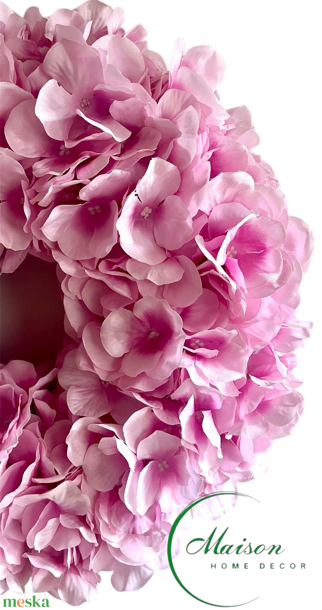 Pasztell rózsaszín hortenzia koszorú, ajtódísz - otthon & életmód - dekoráció - ajtó- és ablak dekoráció - ajtódísz & kopogtató - Meska.hu