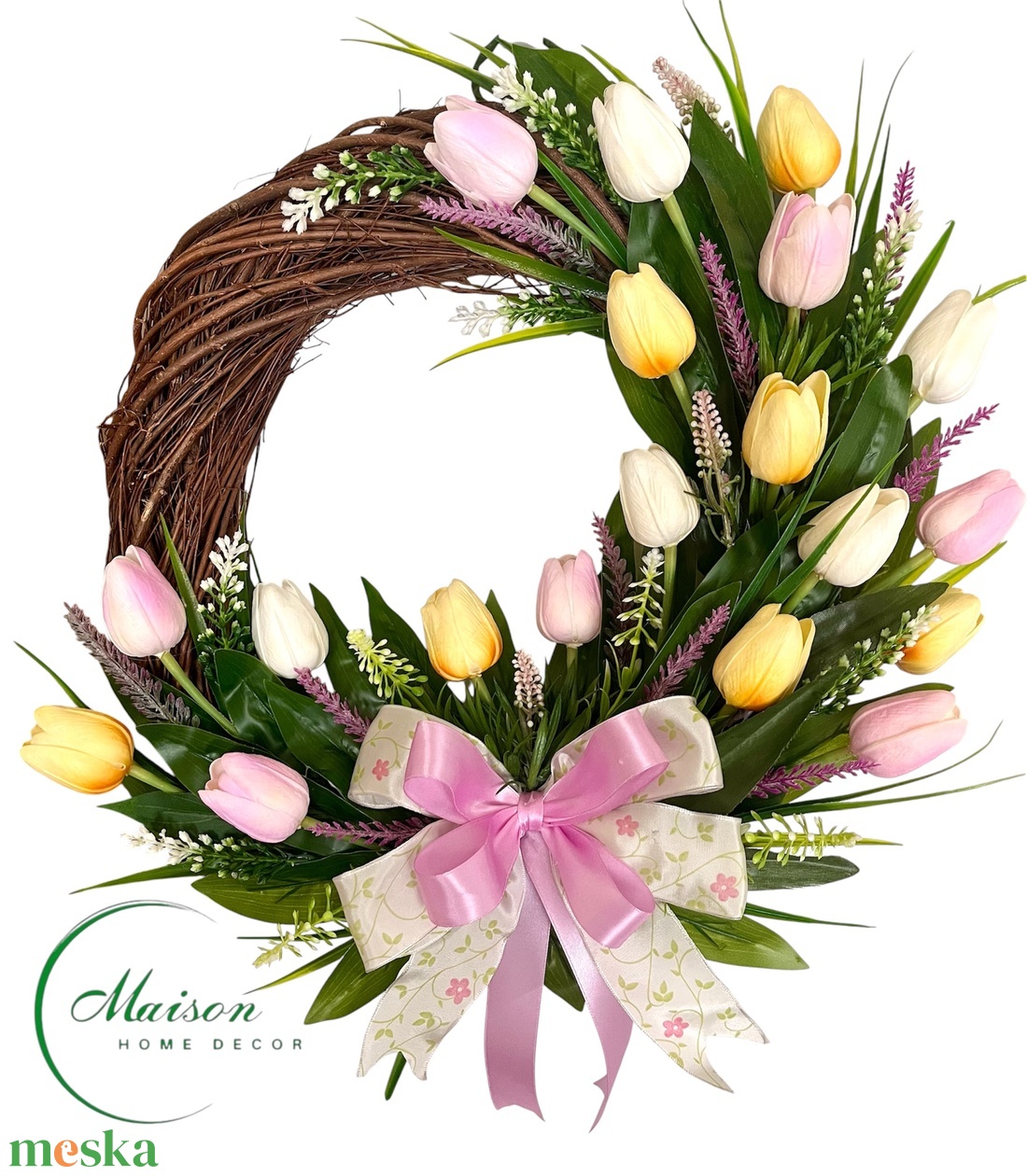 Elegáns tulipános ajtódísz, kopogtató - otthon & életmód - dekoráció - ajtó- és ablak dekoráció - ajtódísz & kopogtató - Meska.hu