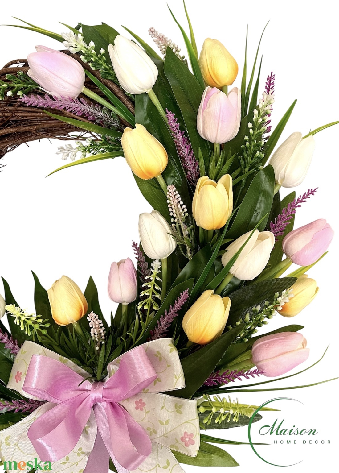 Elegáns tulipános ajtódísz, kopogtató - otthon & életmód - dekoráció - ajtó- és ablak dekoráció - ajtódísz & kopogtató - Meska.hu