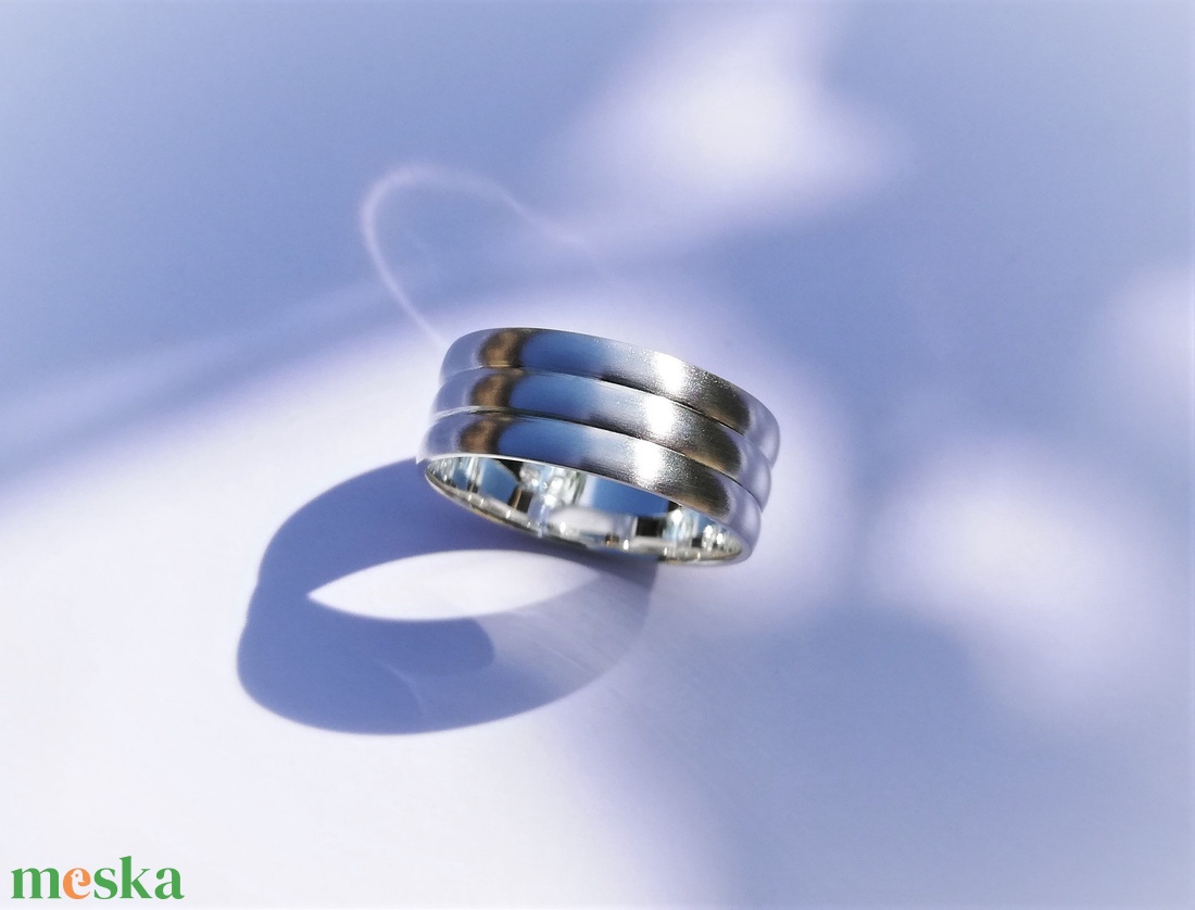 Selyemfényű, 3 az 1-ben ezüst karikagyűrű (53-as) - ékszer - gyűrű - kerek gyűrű - Meska.hu