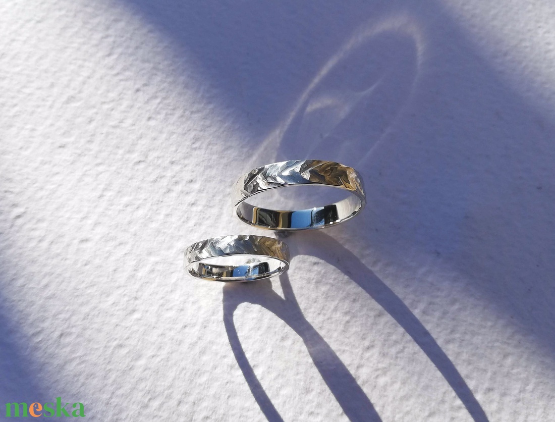 Egyedi, különleges mintájú, ezüst gyűrűpár  - ékszer - gyűrű - kerek gyűrű - Meska.hu