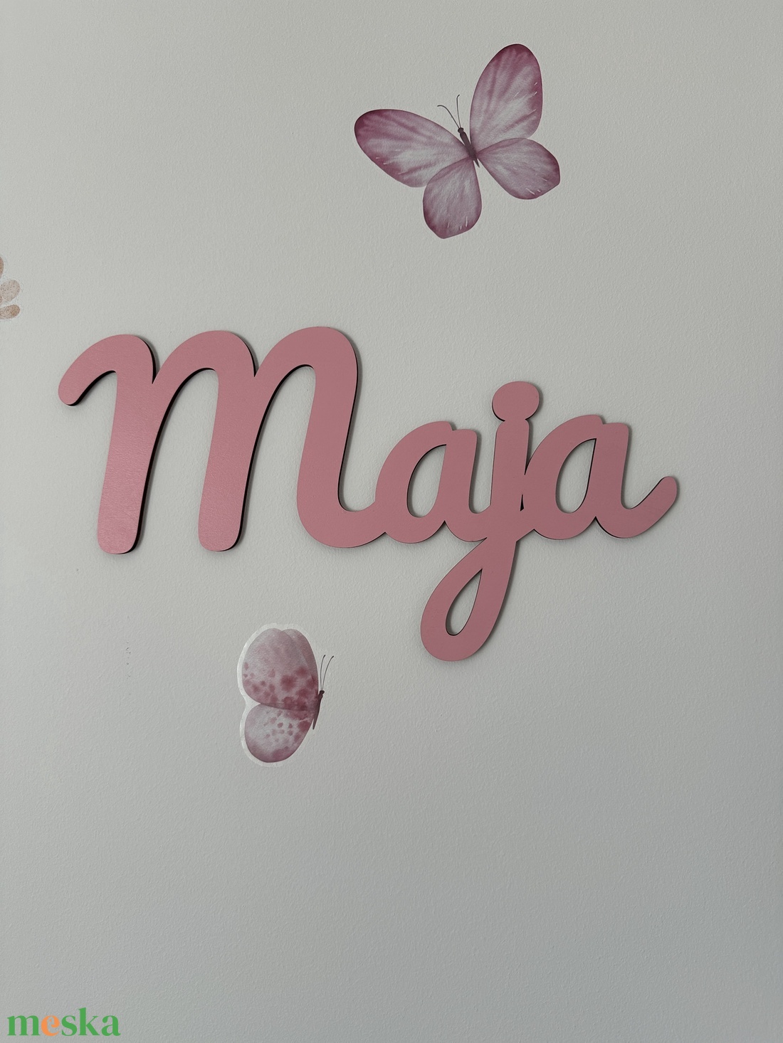 Egyedi rózsaszín fa névtábla (40cm) - baba - mama - babaszoba-dekoráció - babaszoba dekoráció - Meska.hu