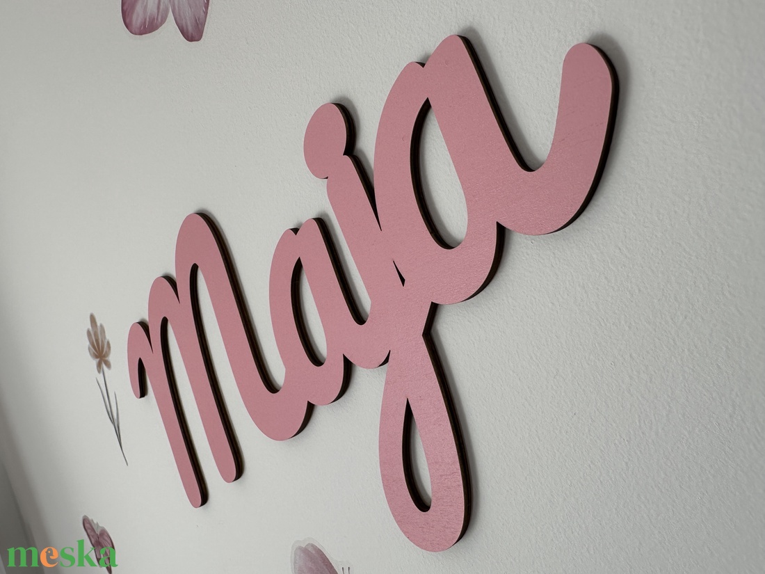 Egyedi rózsaszín fa névtábla (40cm) - baba - mama - babaszoba-dekoráció - babaszoba dekoráció - Meska.hu