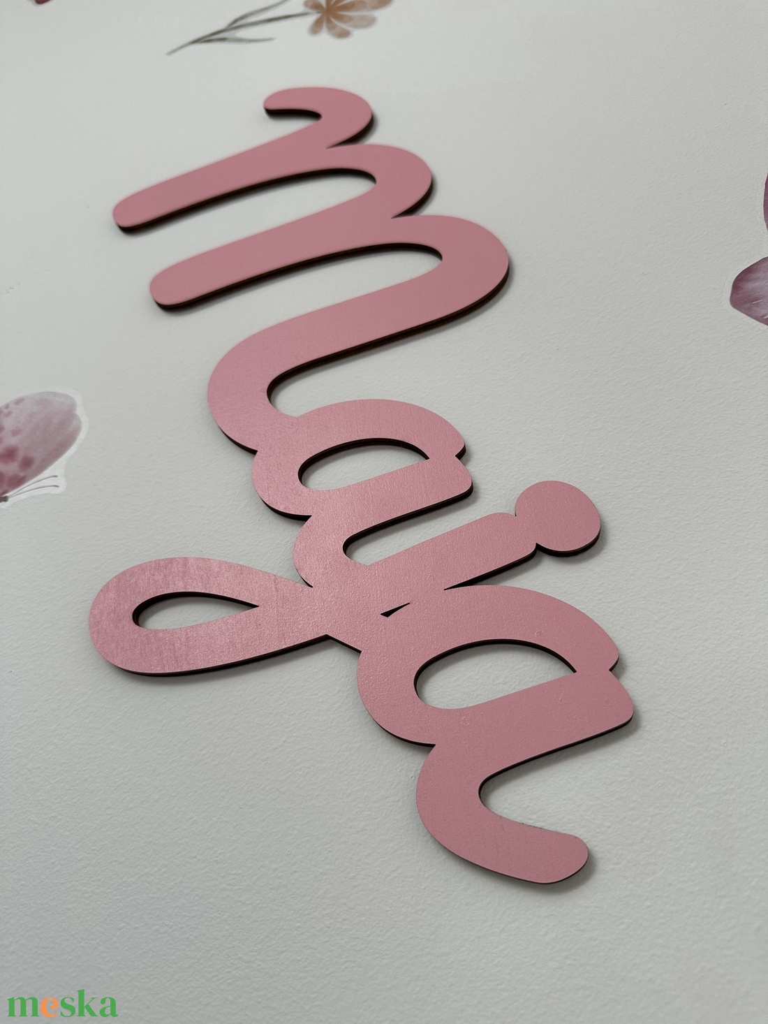 Egyedi rózsaszín fa névtábla (40cm) - baba - mama - babaszoba-dekoráció - babaszoba dekoráció - Meska.hu